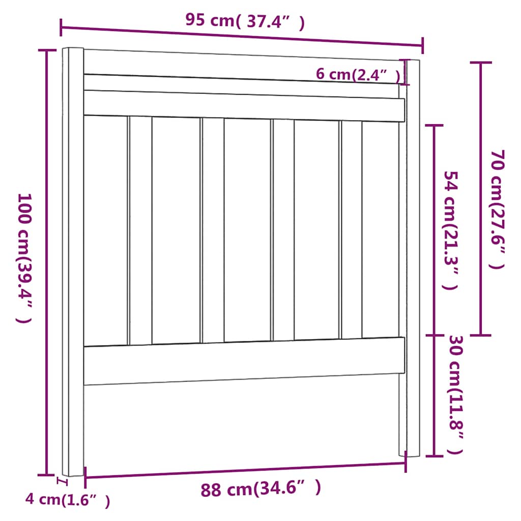 Bed Headboard 95x4x100 cm Solid Wood Pine