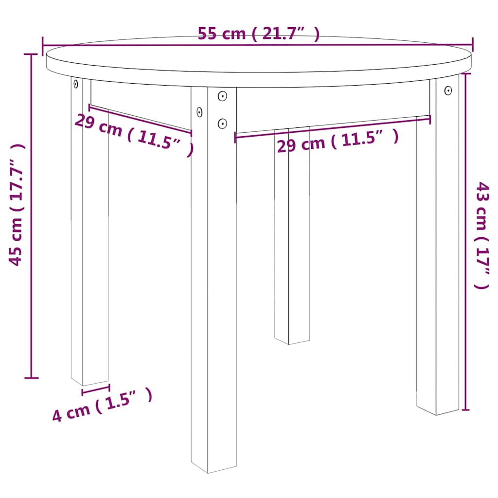 Coffee Table White Ø 55x45 cm Solid Wood Pine