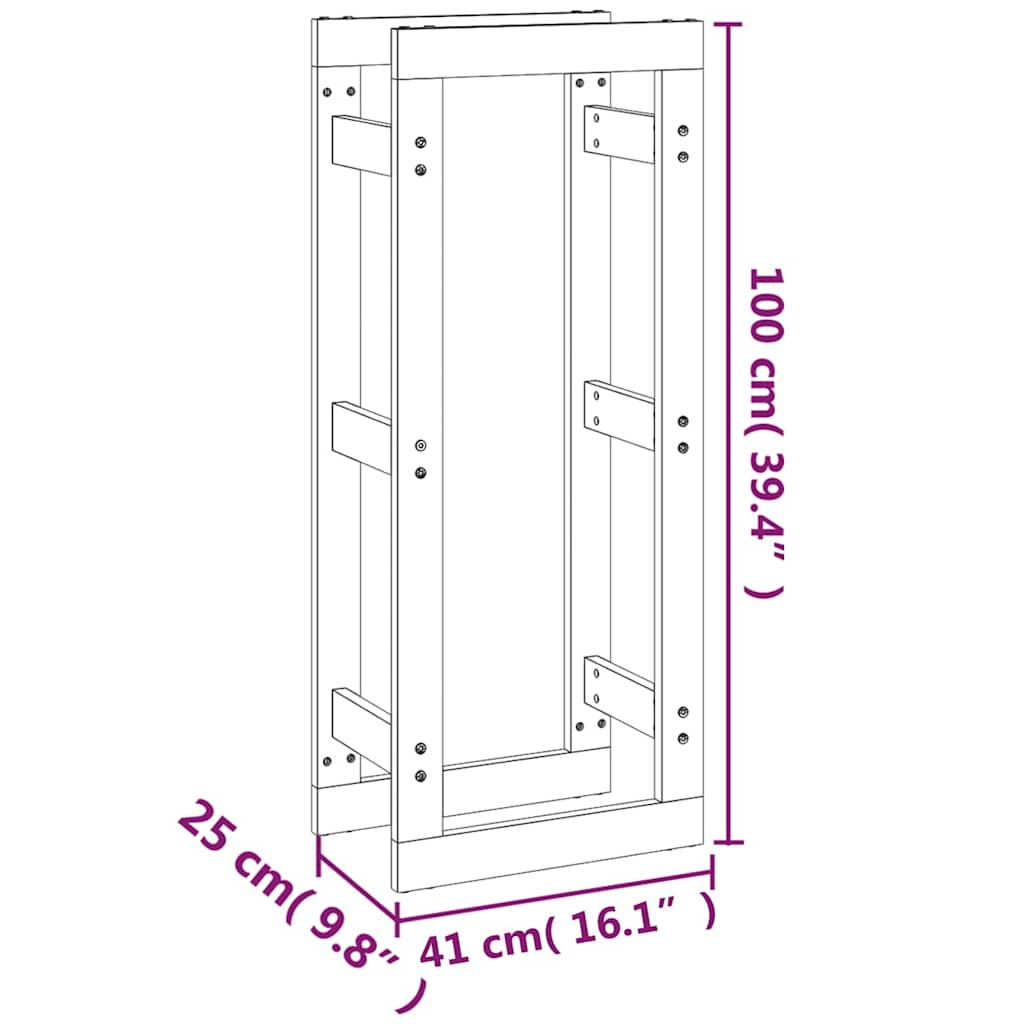 Firewood Rack White 41x25x100 cm Solid Wood Pine