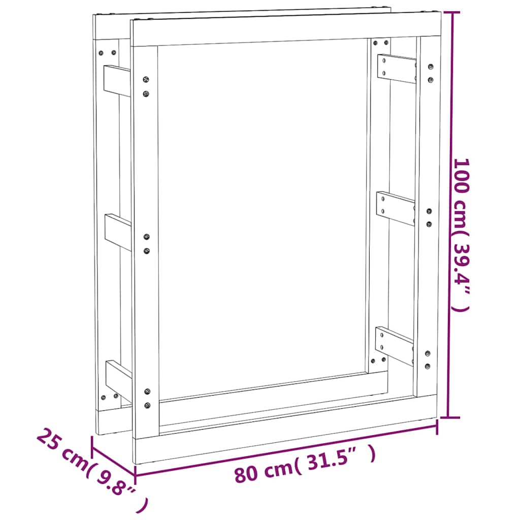 Firewood Rack Honey Brown 80x25x100 cm Solid Wood Pine