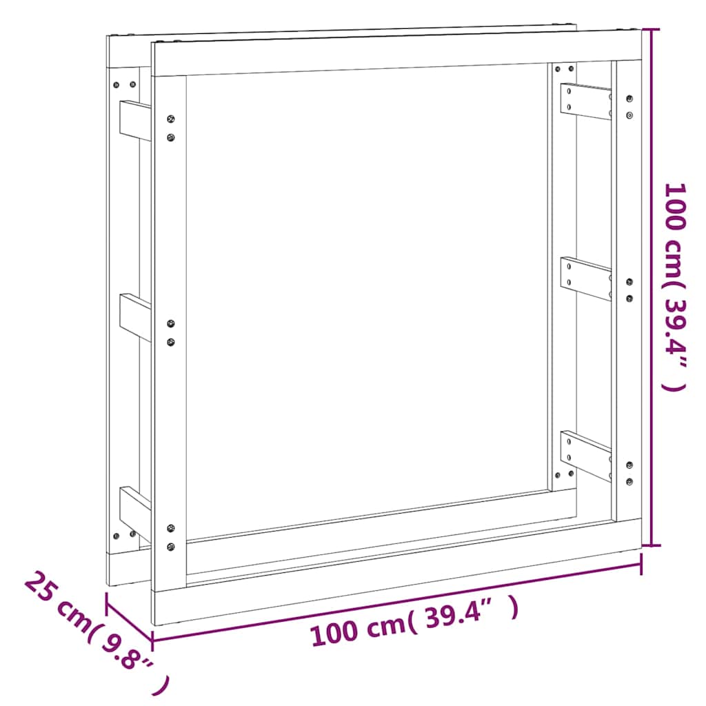 Firewood Rack Honey Brown 100x25x100 cm Solid Wood Pine