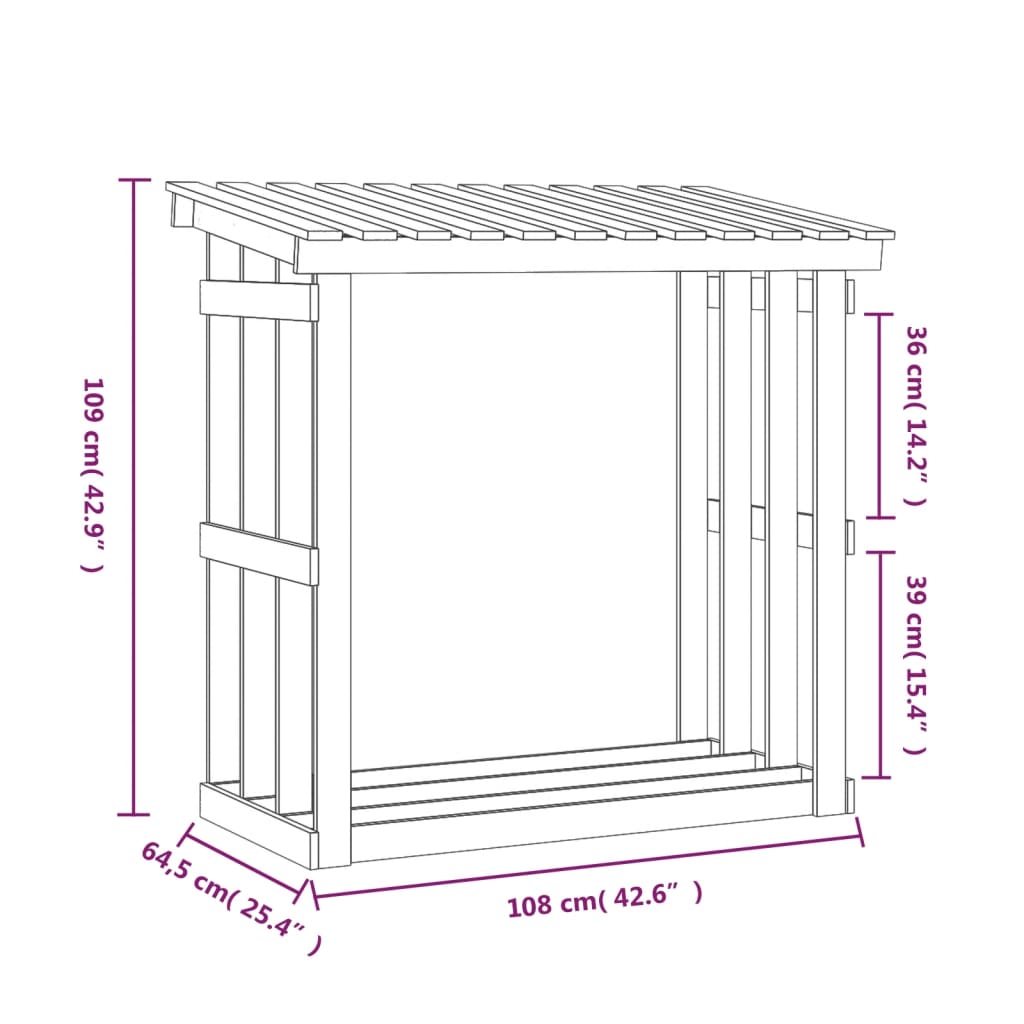 Firewood Rack White 108x64.5x109 cm Solid Wood Pine