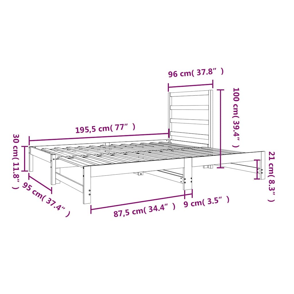 Pull-out Day Bed without Mattress 2x(90x190) cm