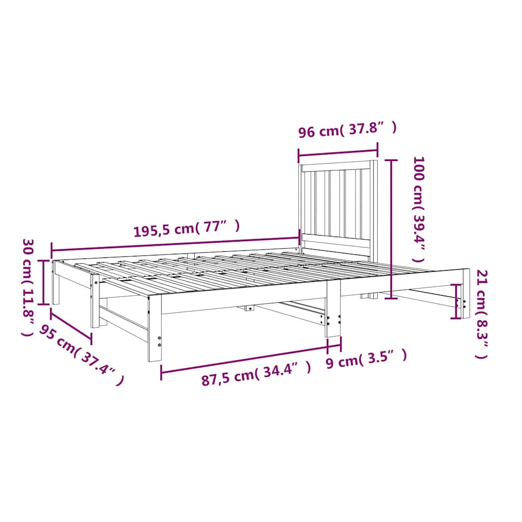 Pull-out Day Bed without Mattress 2x(90x190) cm