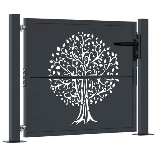 Garden Gate Anthracite 100x75 cm Steel Tree Design