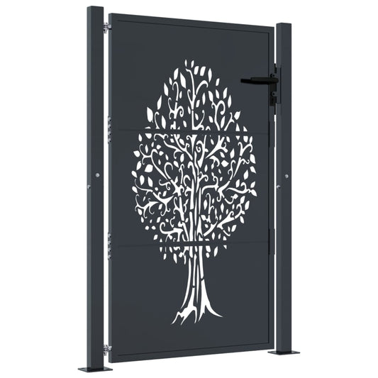 Garden Gate Anthracite 100x125 cm Steel Tree Design