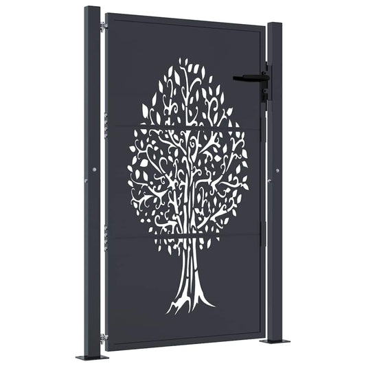 Garden Gate Anthracite 100x150 cm Steel Tree Design