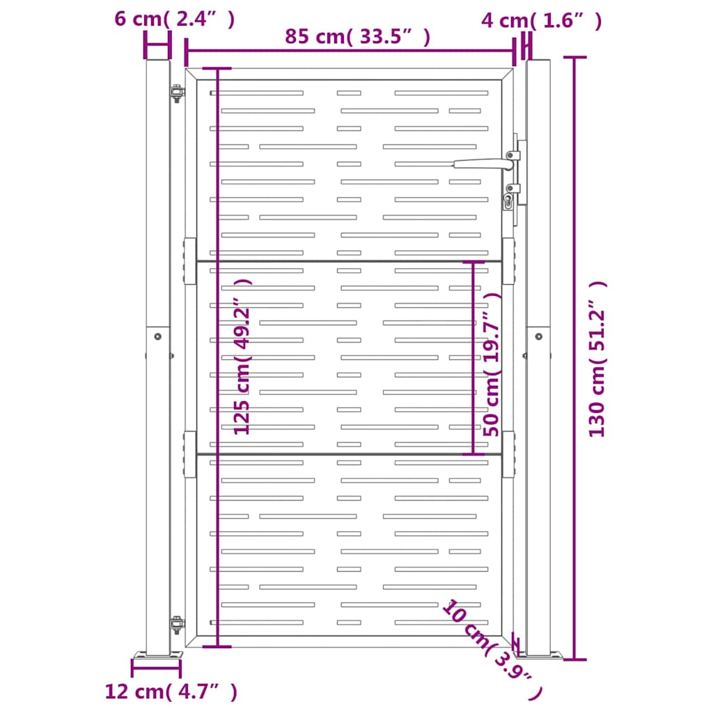 Garden Gate Anthracite 100x125 cm Steel Square Design