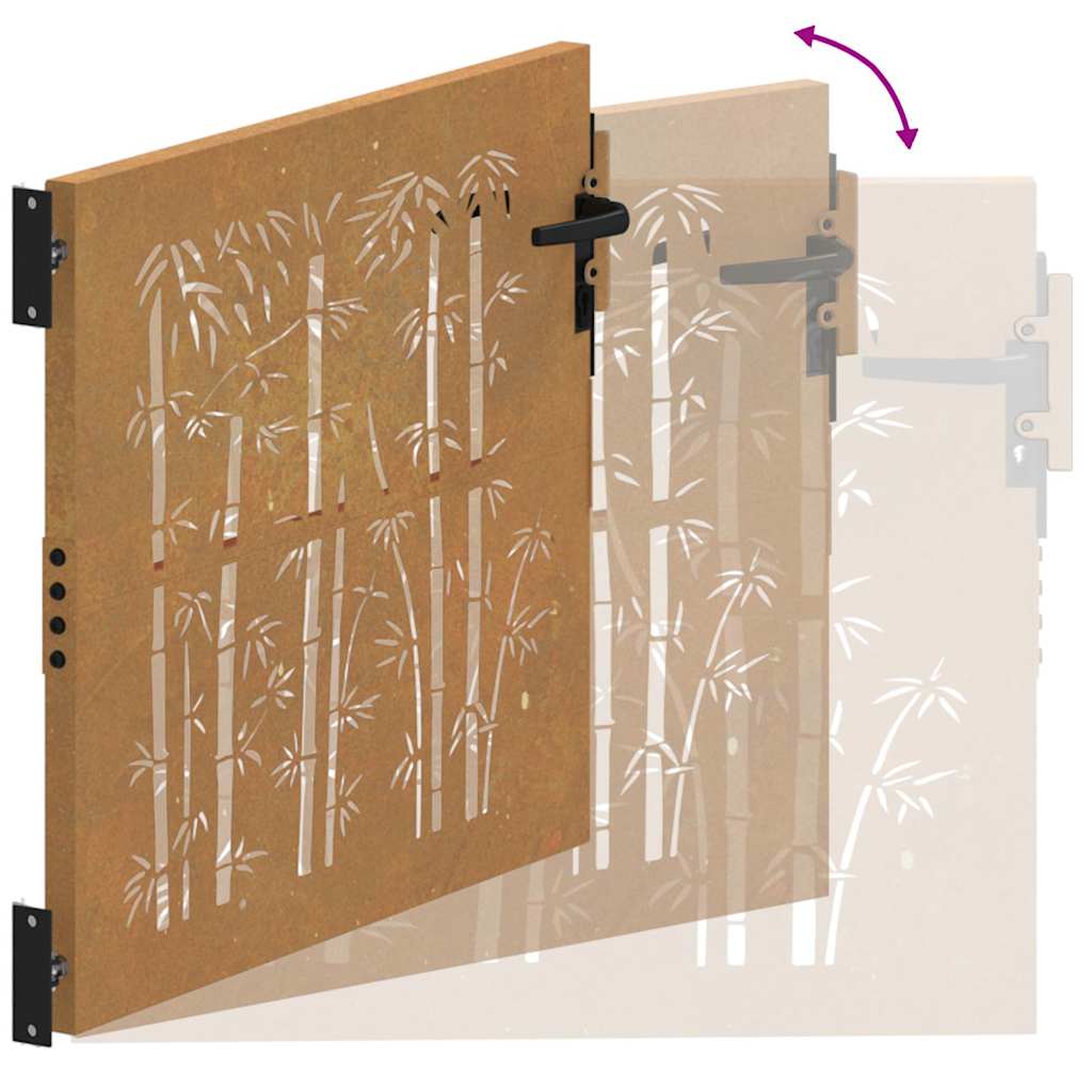 Garden Gate 100x100 cm Corten Steel Bamboo Design