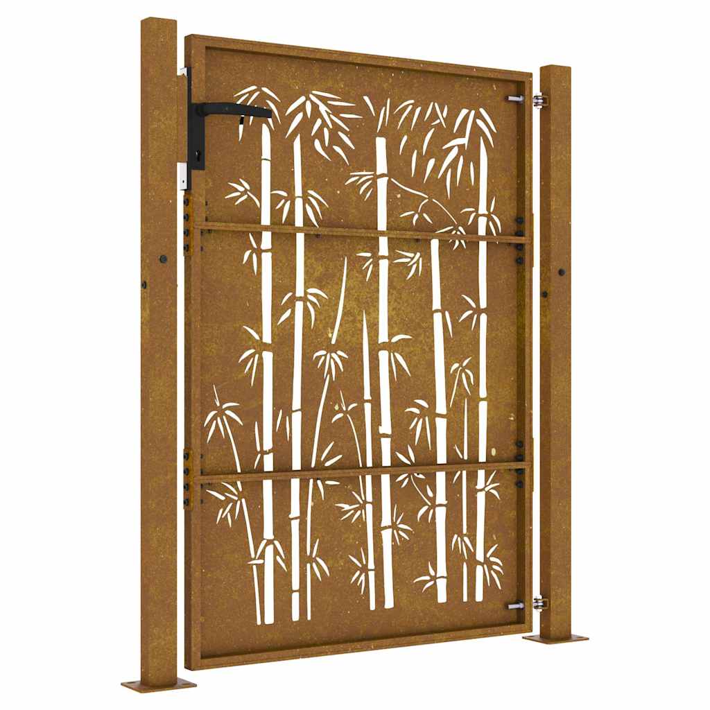 Garden Gate 100x125 cm Corten Steel Bamboo Design
