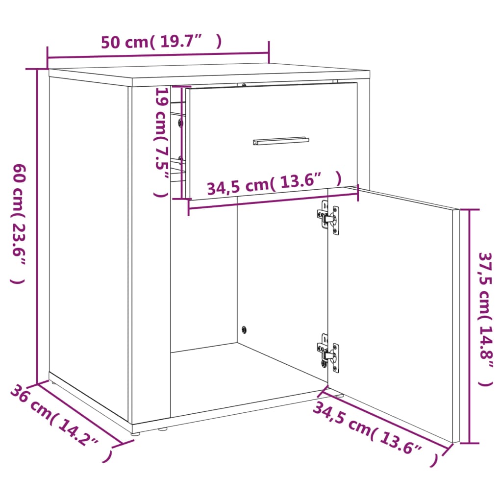 Bedside Cabinet | Brown oak | Engineered wood | Medium | Bedside Cabinet