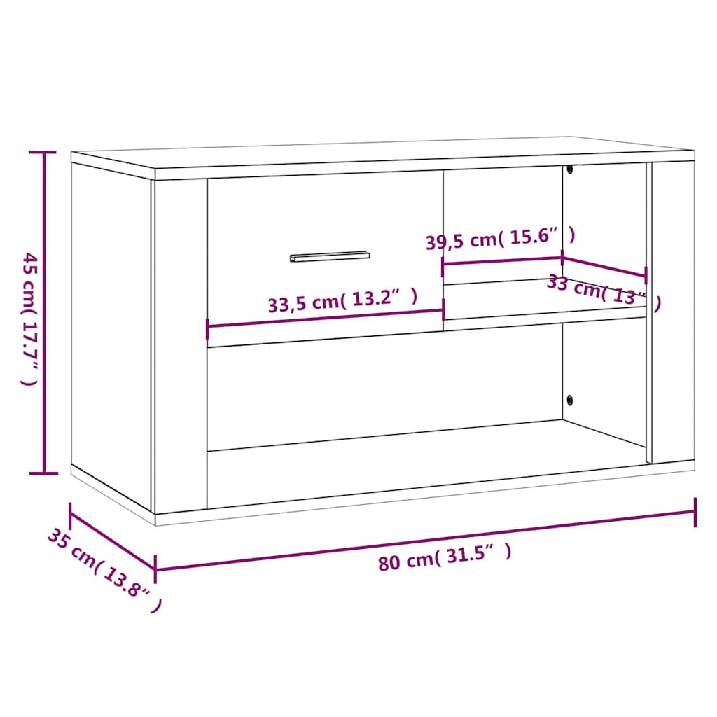 Shoe Cabinet Grey Sonoma 80x35x45 cm Engineered Wood