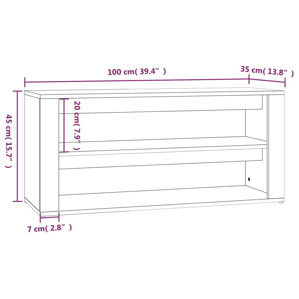 Shoe Rack | Smoked oak | Engineered wood | Medium | Shoe Rack