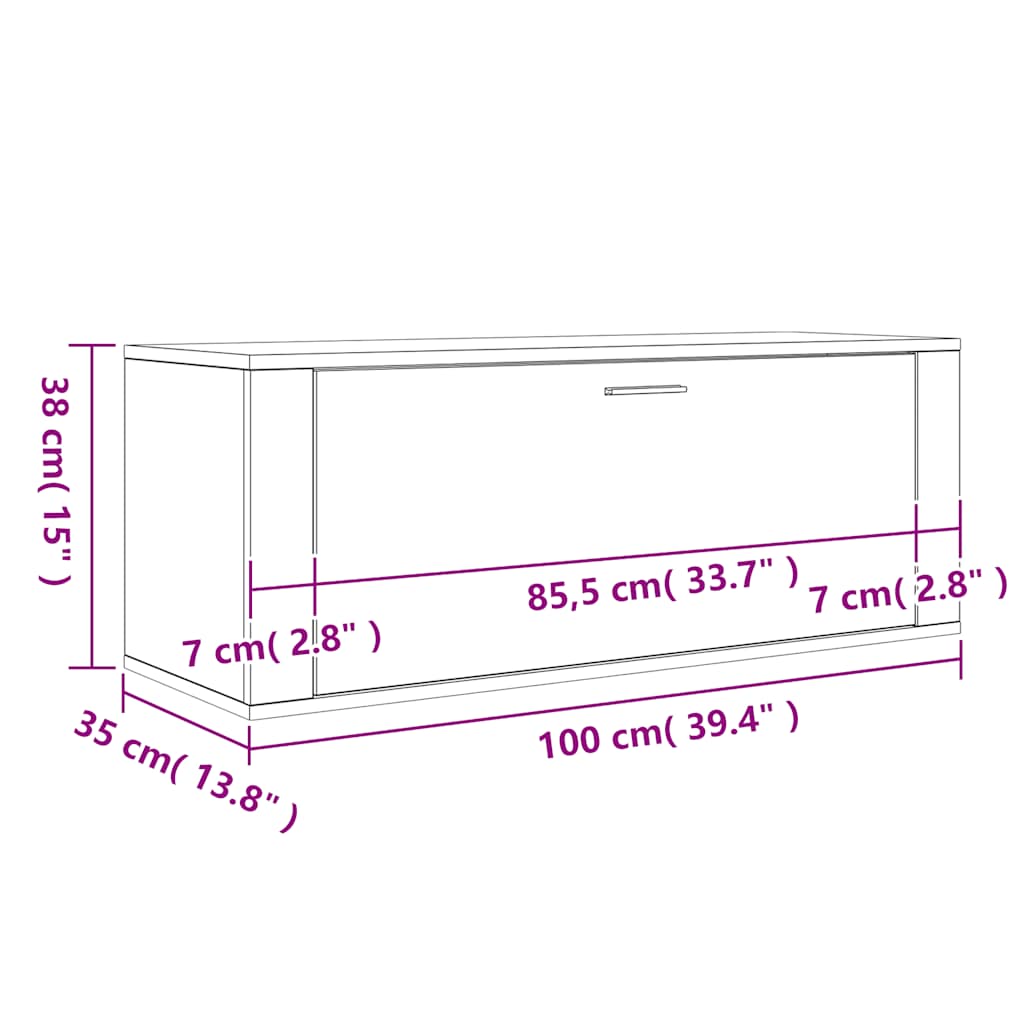 Wall Shoe Cabinet White 100x35x38 cm Engineered Wood