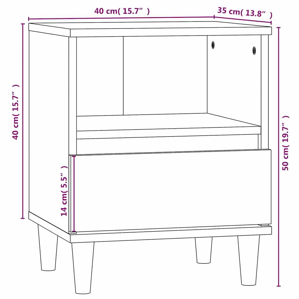 Bedside Cabinet Black 40x35x50 cm