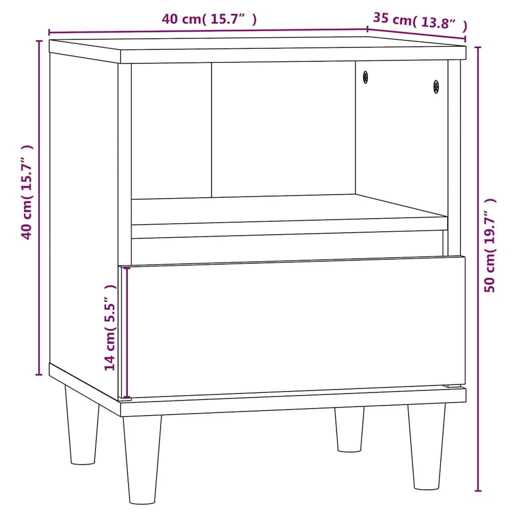Bedside Cabinet Grey Sonoma 40x35x50 cm