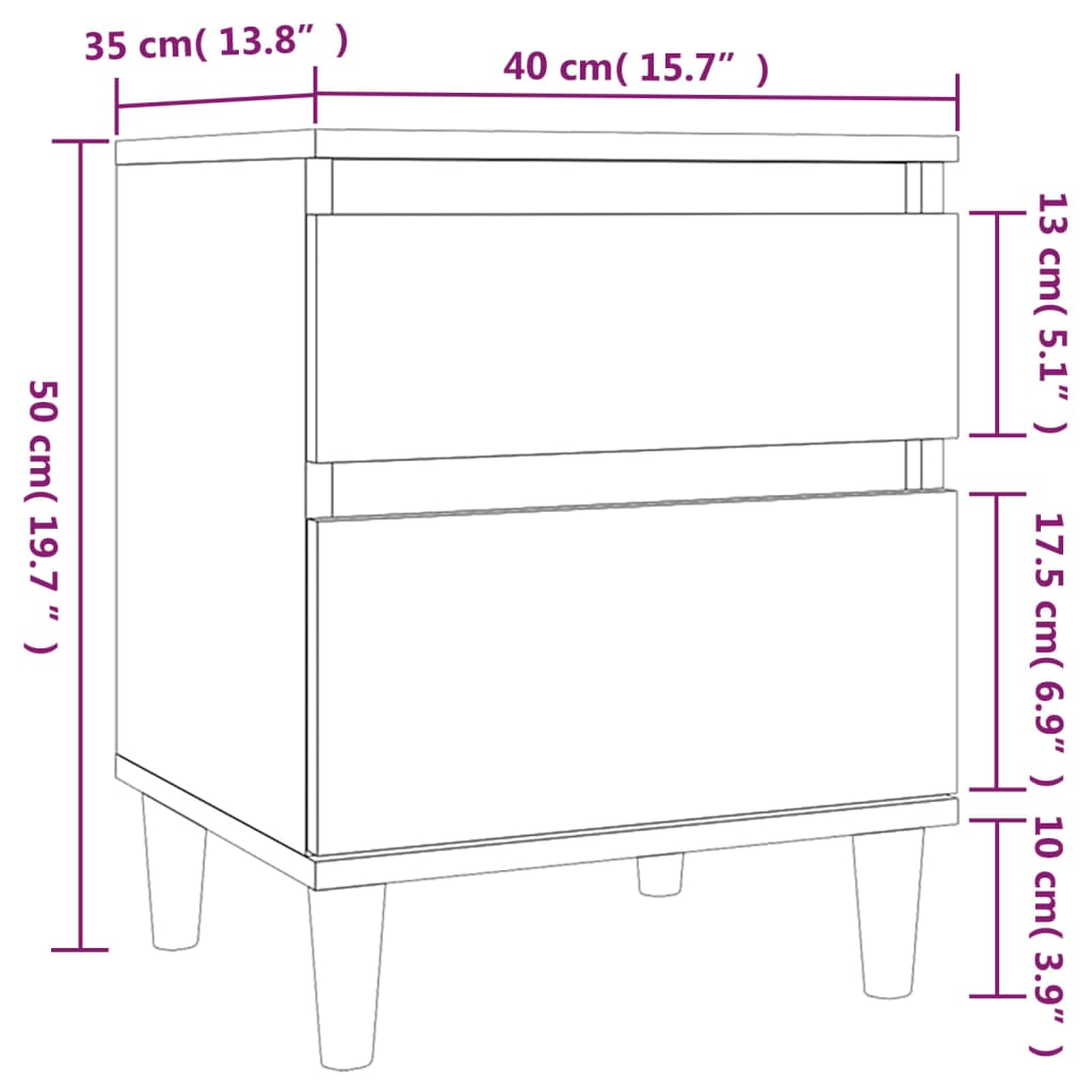 Bedside Cabinet | Set of 2 | Grey Sonoma