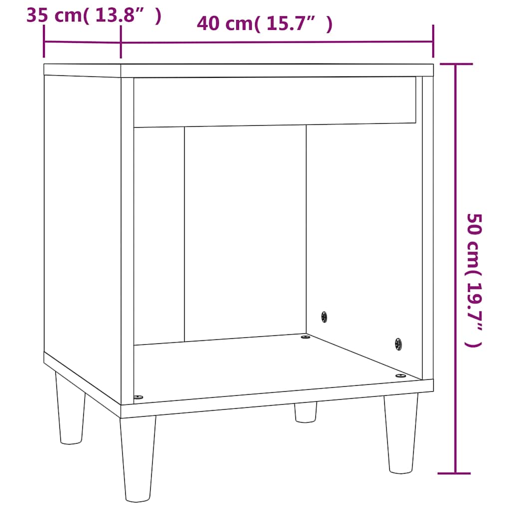 Bedside Cabinet High Gloss White 40x35x50 cm Engineered Wood