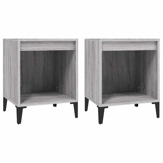 Bedside Cabinet | Set of 2 | Grey Sonoma | Engineered wood, metal