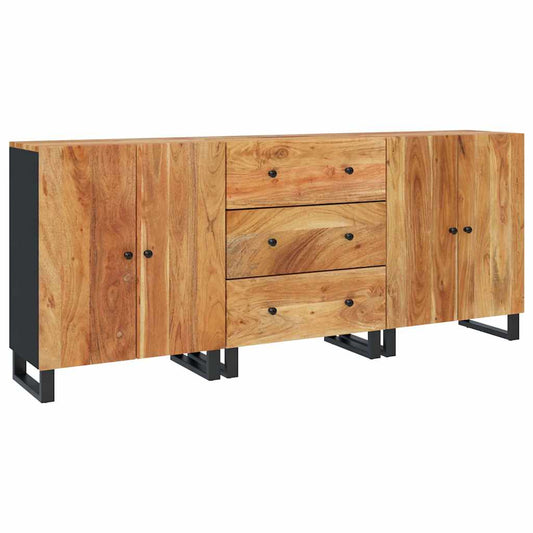 3 Piece Sideboards Solid Wood Acacia