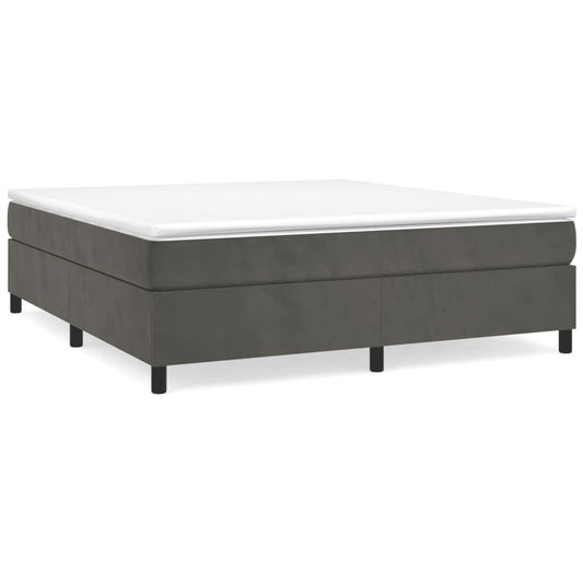 Box Spring Bed Frame Dark Grey King Velvet (US Only)