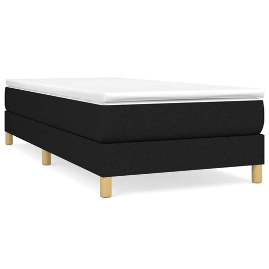 Box Spring Bed Frame Black Single Fabric