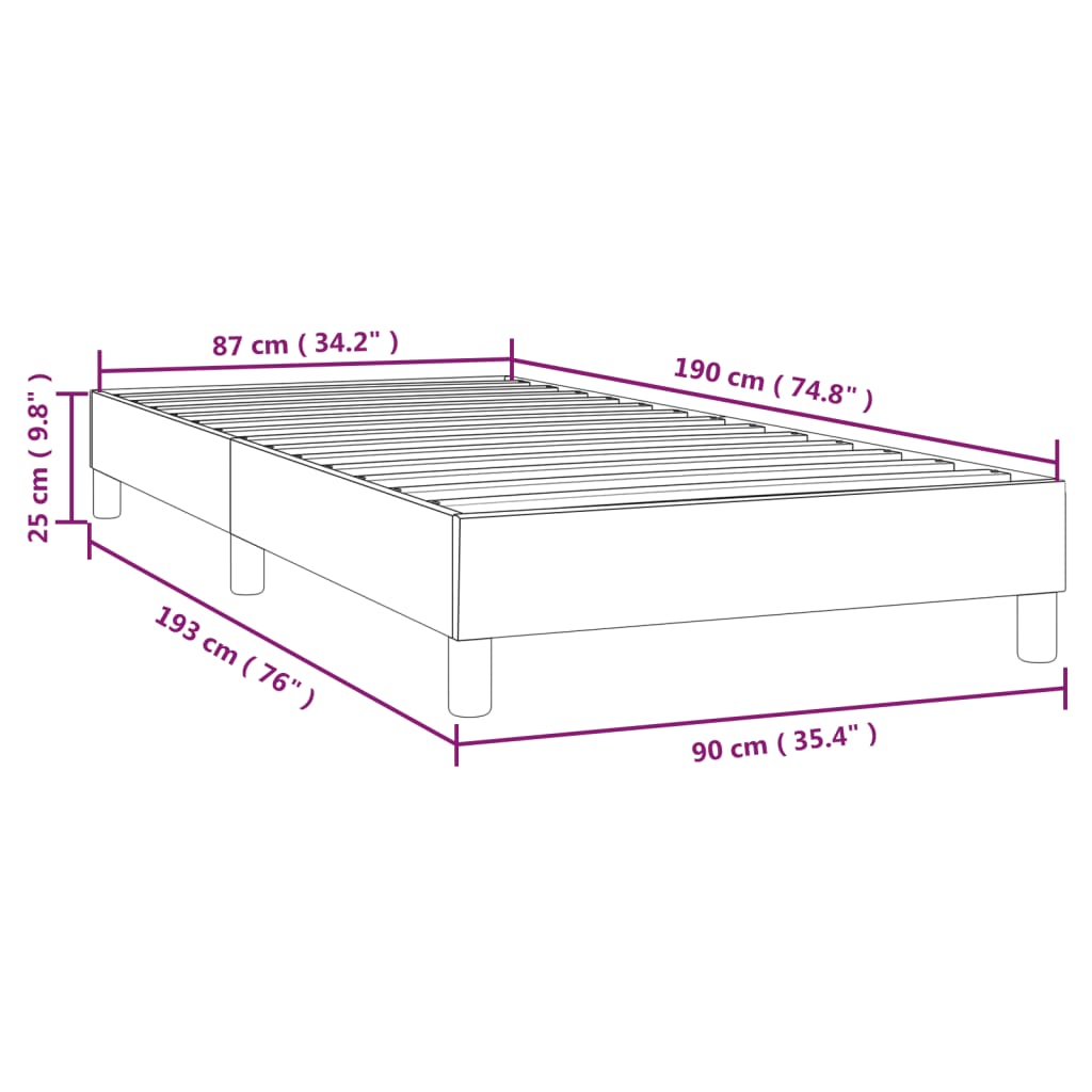 Box Spring Bed Frame White Single Faux Leather