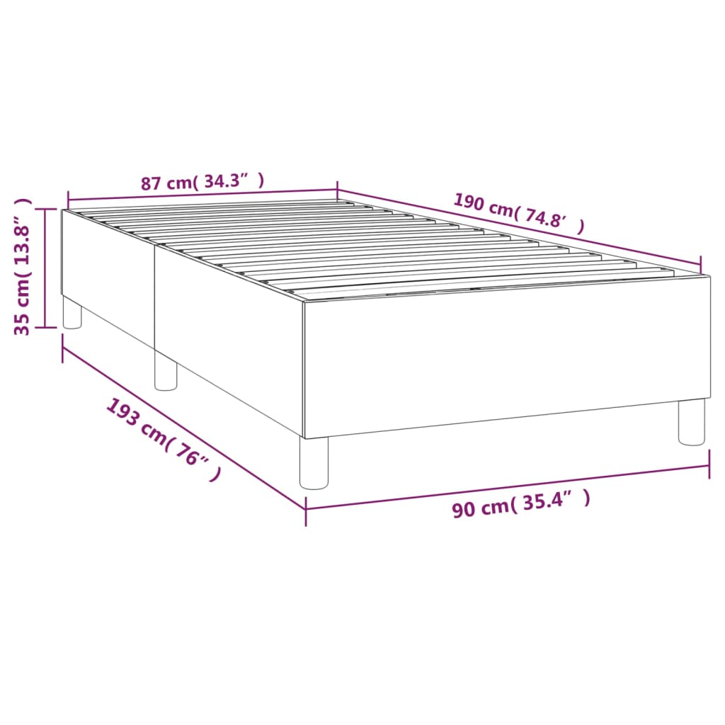 Box Spring Bed Frame Light Grey Single Fabric