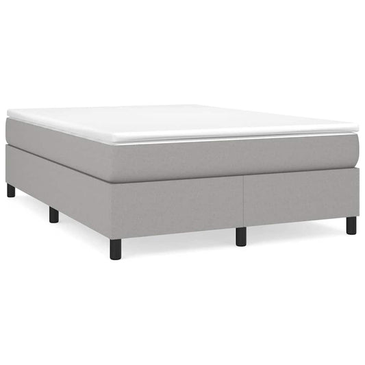 Box Spring Bed Frame Light Grey Double Fabric