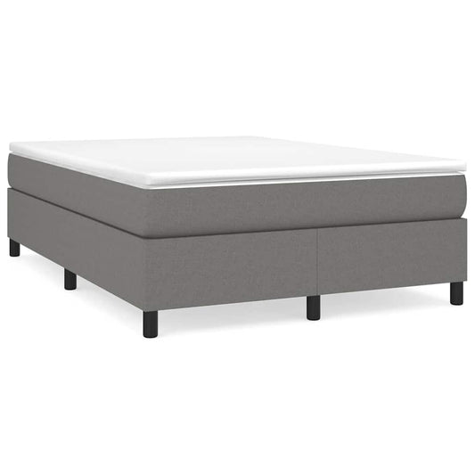 Box Spring Bed Frame Dark Grey Double Fabric