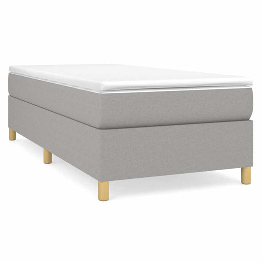 Box Spring Bed Frame Light Grey Single Fabric