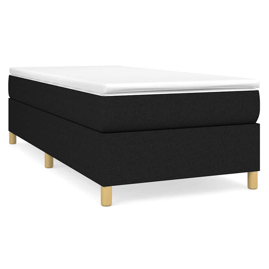 Box Spring Bed Frame Black Single Fabric