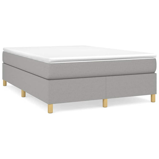 Box Spring Bed Frame Light Grey Double Fabric