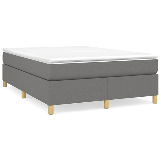 Box Spring Bed Frame Dark Grey Double Fabric