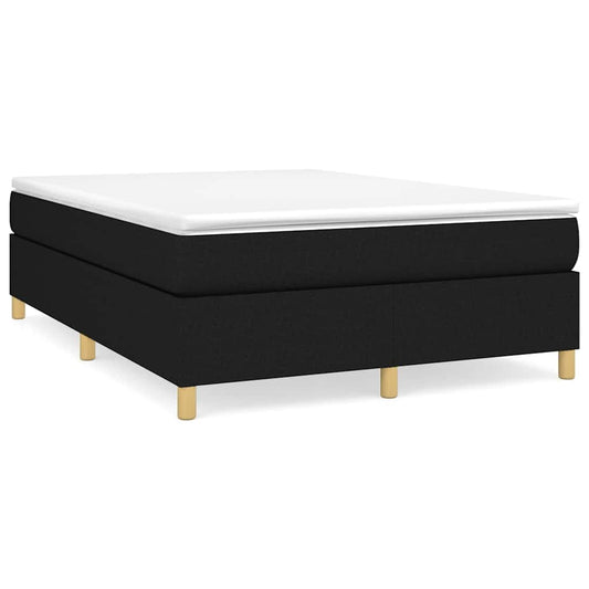 Box Spring Bed Frame Black Double Fabric