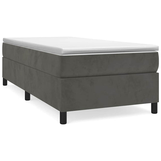 Box Spring Bed Frame Dark Grey Single Velvet