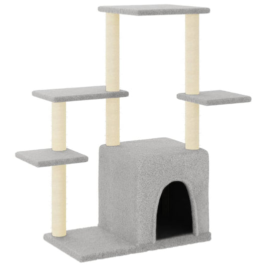 Cat Tree with Sisal Scratching Posts Light Grey 97.5 cm