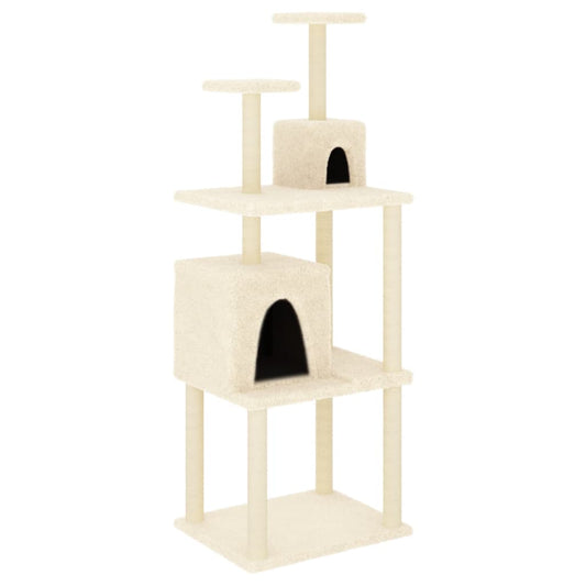 Cat Tree with Sisal Scratching Posts Cream 167 cm