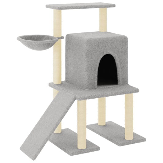 Cat Tree with Sisal Scratching Posts Light Grey 96.5 cm