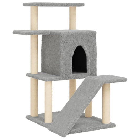 Cat Tree with Sisal Scratching Posts Light Grey 97 cm