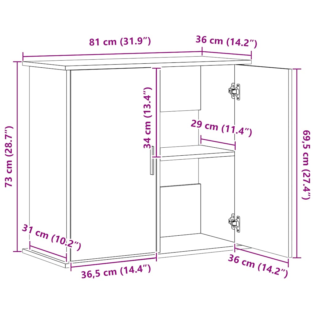 Aquarium Stand Grey Sonoma 81x36x73 cm Engineered Wood