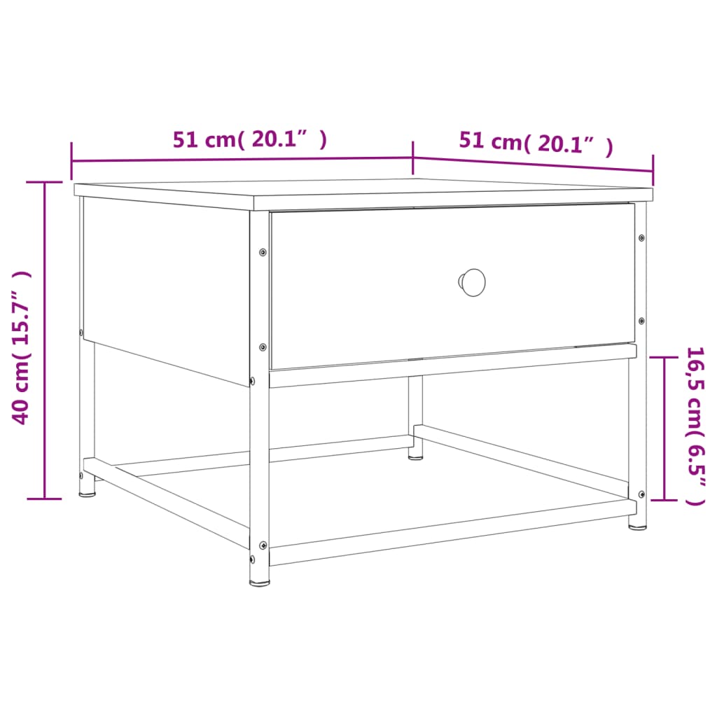 Coffee Table Grey Sonoma 51x51x40 cm Engineered Wood