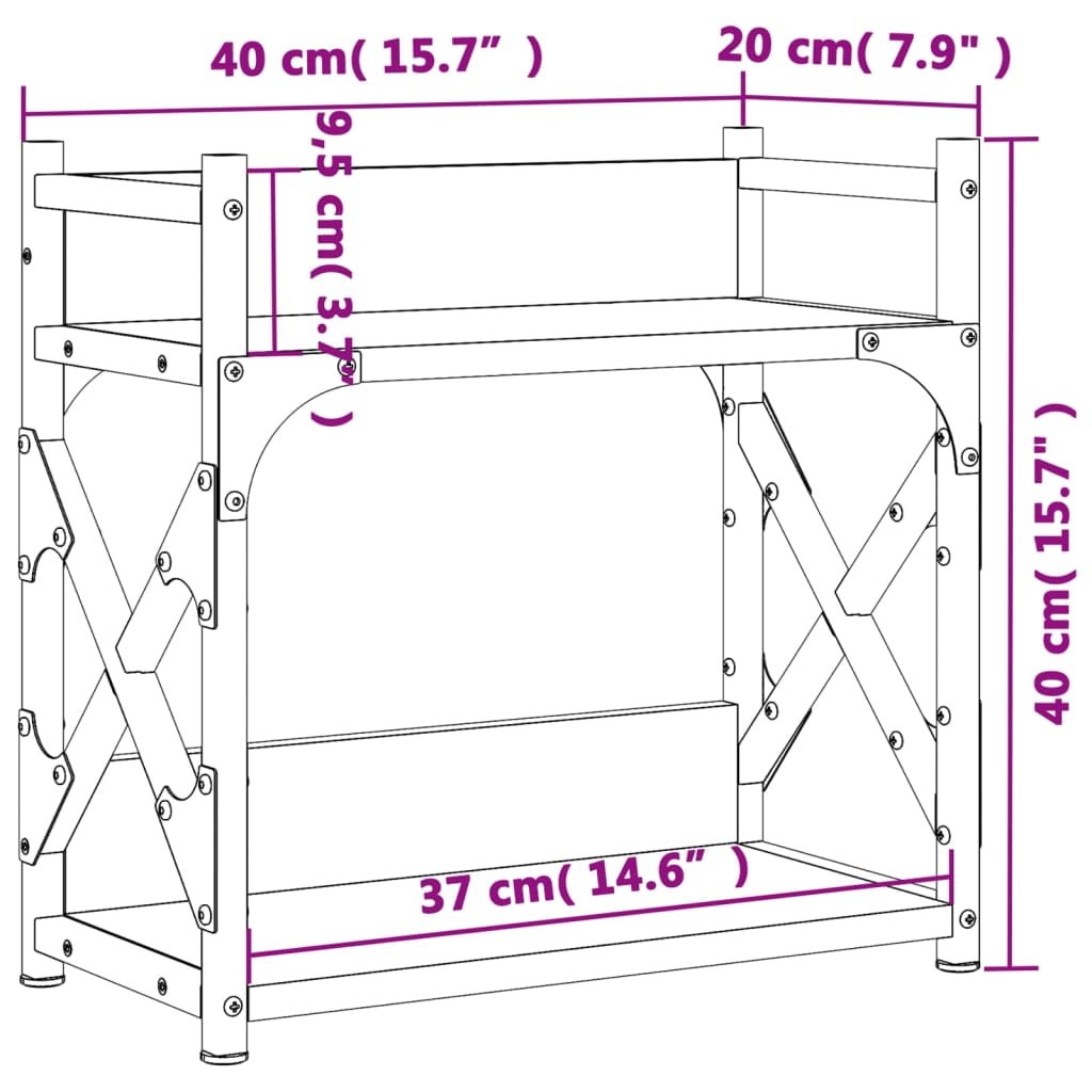 Printer Stand 2-Tier Sonoma Oak 40x20x40 cm Engineered Wood