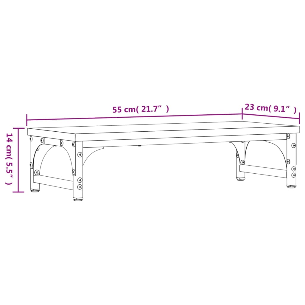 Monitor Stand Smoked Oak 55x23x14 cm Engineered Wood