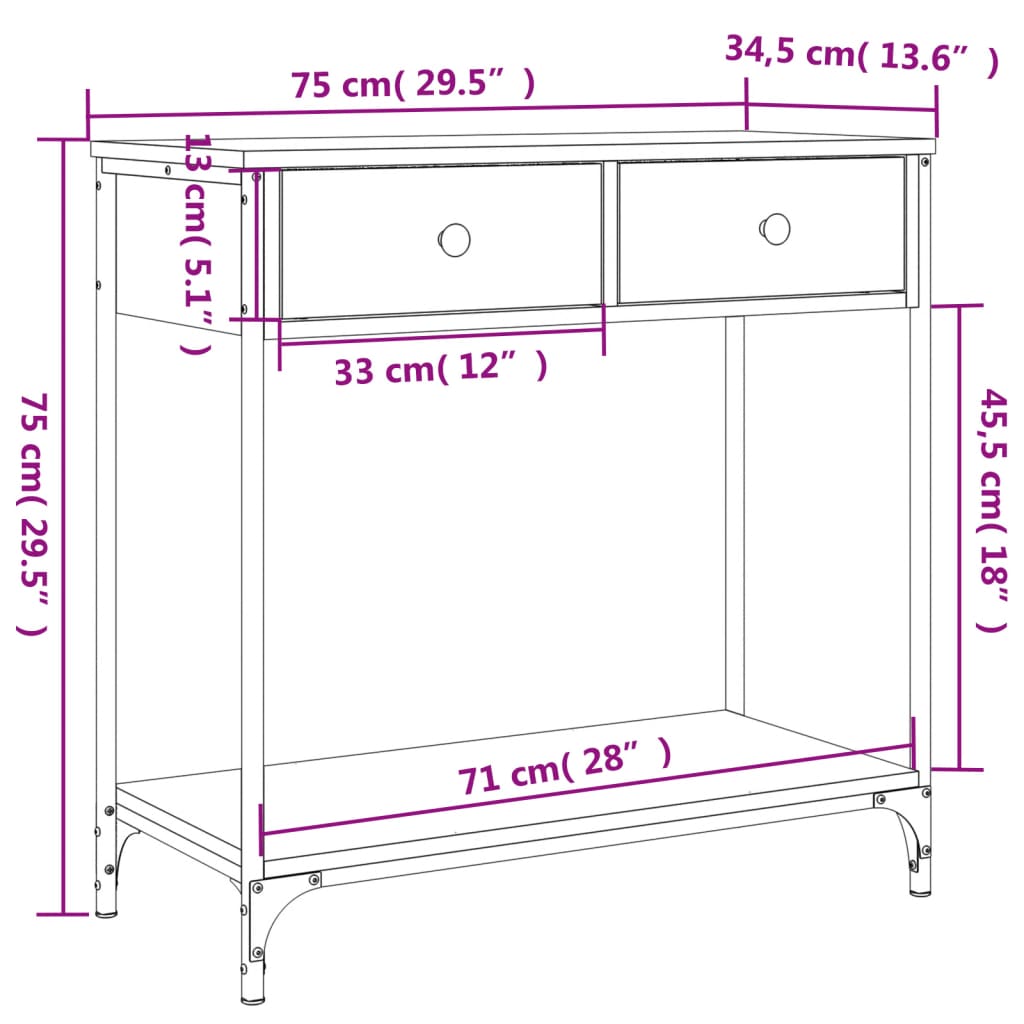 Console Table | Sonoma oak | Engineered wood, Metal | Medium