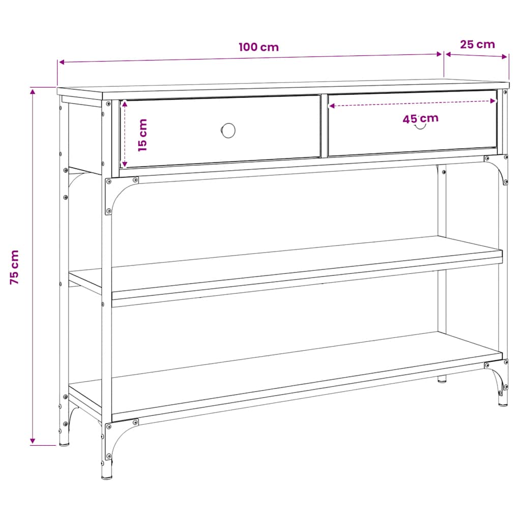 Console Table | Sonoma Oak | Engineered Wood | Narrow | Adjustable Feet