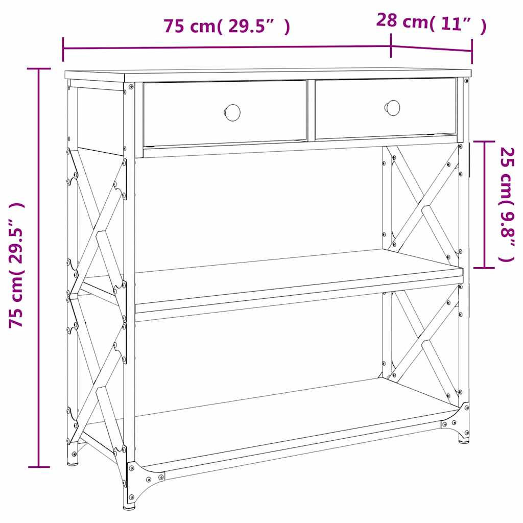 Console Table Grey Sonoma 75x28x75 cm Engineered Wood