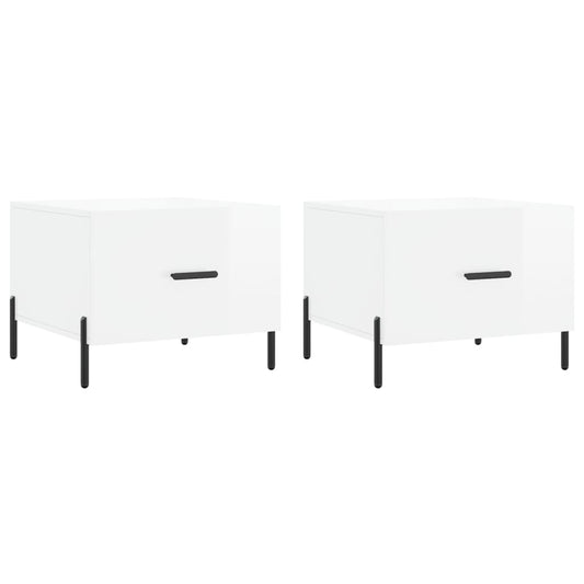 Coffee Tables 2pcs High Gloss White 50x50x40 cm Engineered Wood