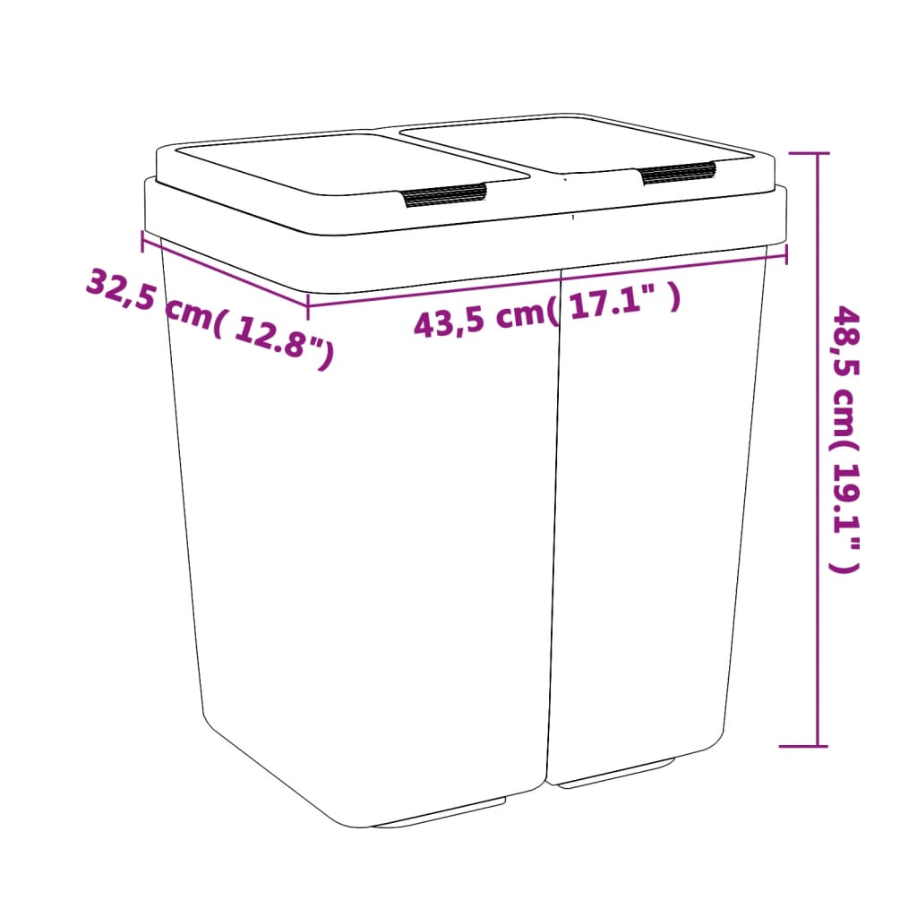 Dual Bin White 2x25 L