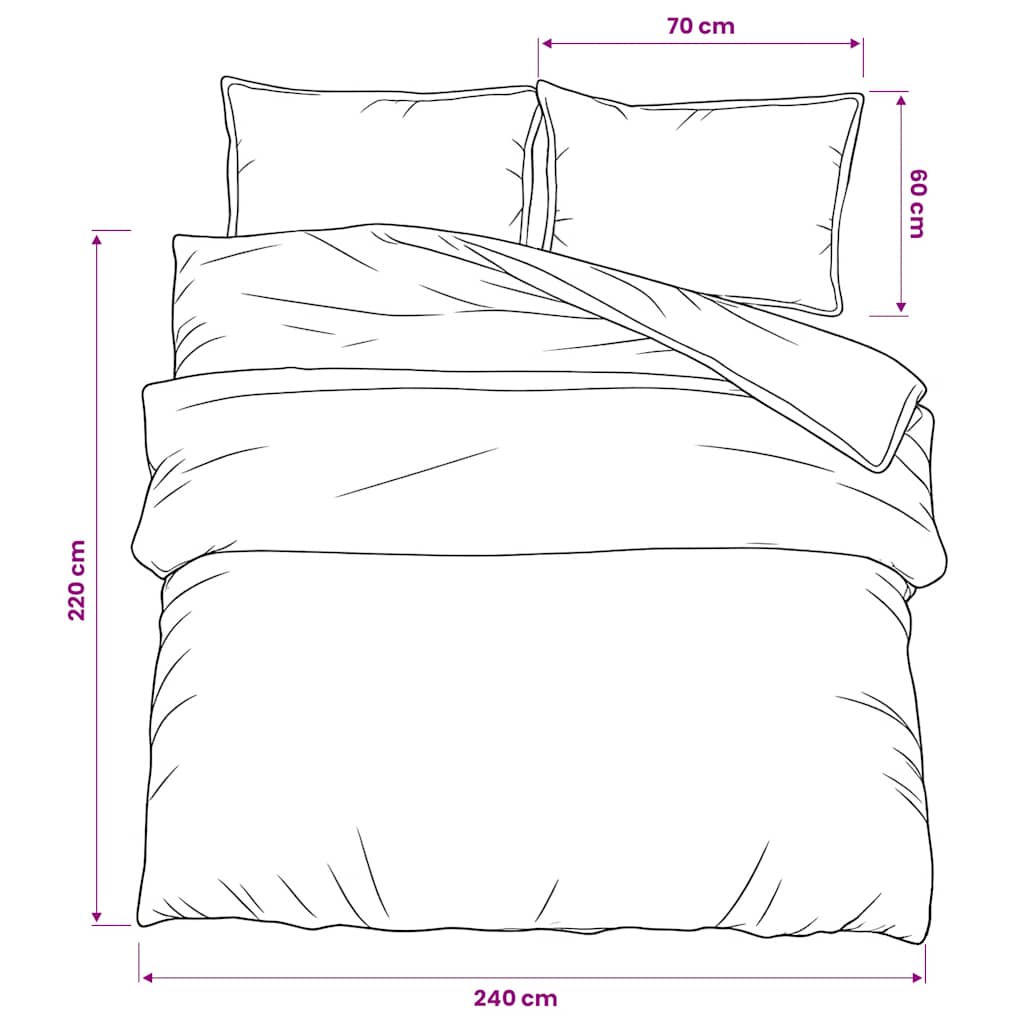 Duvet Cover Set White and Brown 240x220 cm Cotton
